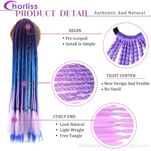 Wholesale 22''Girls Elastic Hair Rope Rubber Bands Hair Accessories Wig Ponytail Hair Ring Kids Twist Braid Rope Headband